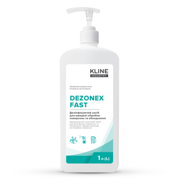 Дезінфікуючий засіб для швидкої обробки поверхонь та обладнання KLINE DEZONEX FAST 1л DS0005 фото